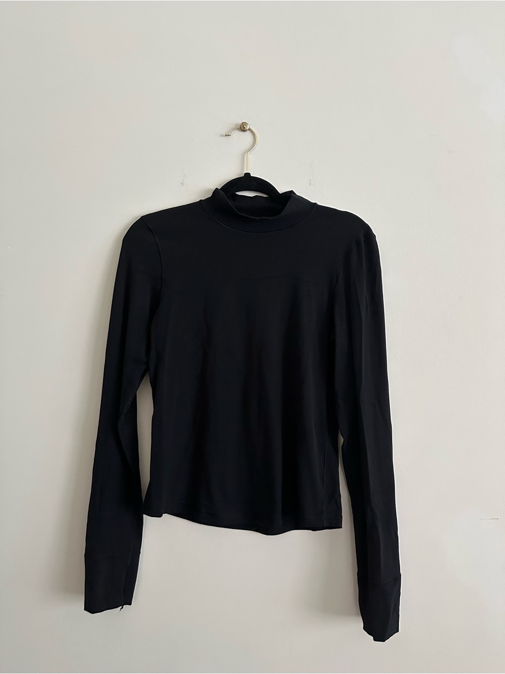 aerie Black Long-Sleeve Mock Neck Tee
